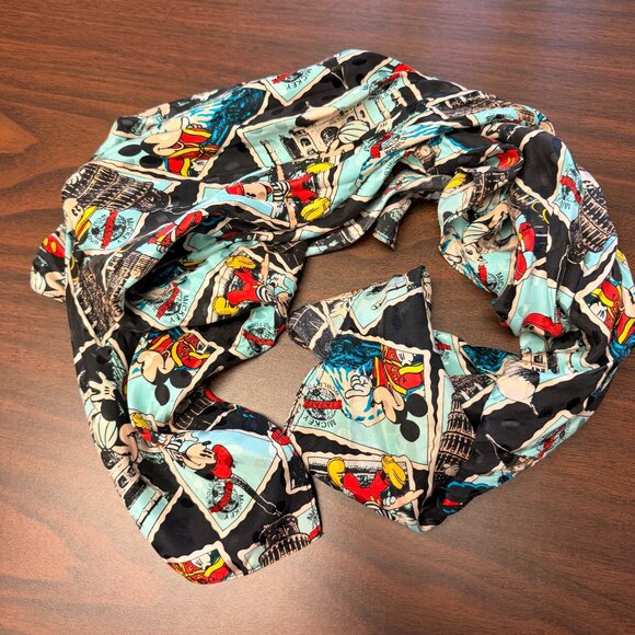 Mickey World Tour Epcot World Showcase Postcard 30" scarf - Picture 1 of 6